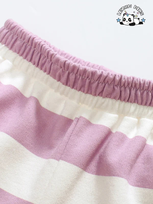 LEZONKIDS - New Design Summer Stripe Style Two Piece Short Sleeve Children Casual Girls Sets for  2-8T